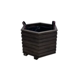 ΕΞΑΓΩΝΗ ξύλινη γλάστρα Εισόδου - Carved- Macassar - Δ52x36