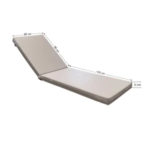 Στρώμα ξαπλώστρας 195x60x8cm δερματίνη καπιτονέ - γκρι ελεφαντί