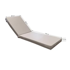 Στρώμα ξαπλώστρας 195x60x12cm δερματίνη καπιτονέ - γκρι ελεφαντί
