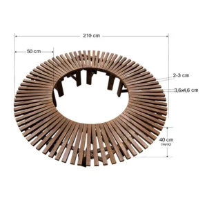 Παγκάκι στρογγυλό 15 ατόμων 210x210cm