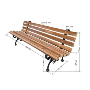 Παγκάκι 4 ατόμων βαρέου τύπου 188 Χ52 Χ72 cm