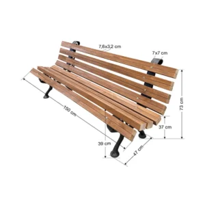 Παγκάκι 4 ατόμων βαρέου τύπου 150 Χ47 Χ73 cm