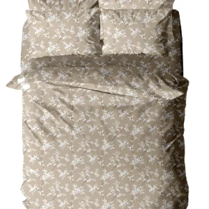 Σετ Σεντόνια Menta Εμπριμέ 480 Beige Διπλό (200x260)
