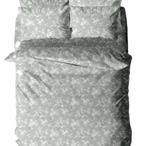 Σετ Σεντόνια Menta Εμπριμέ 480 Grey Μονό με λάστιχο (100x200+30)