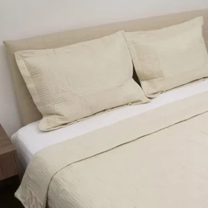 Κουβερλί Percale κεντητό Beige Υπέρδιπλο (220x240)