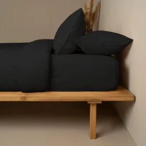 Σετ Σεντόνια Cotton Feelings 111 Black Υπέρδιπλο με λάστιχο (170x205+30)
