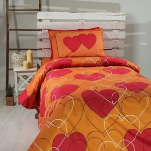 Σετ Σεντόνια Cotton Feelings εμπριμέ 910 Orange Μονό (165x270)