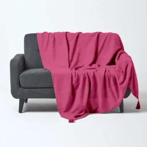 Ριχτάρι Βαμβακερό Υφαντό Fuchsia 2θέσιο