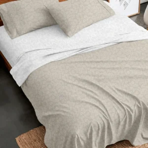 Σετ Σεντόνια Flannel 2052 Beige Υπέρδιπλο με λάστιχο (170x205+30)