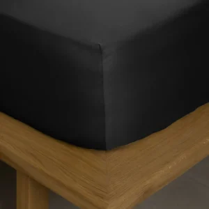 Κατωσέντονο Βαμβακοσατέν Omnia με λάστιχο Black Διπλό (160x200+40)