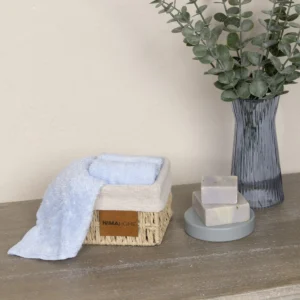 Καλαθάκι με 3 τεμάχια Λαβέτες - Bamboo Bloom Light Blue